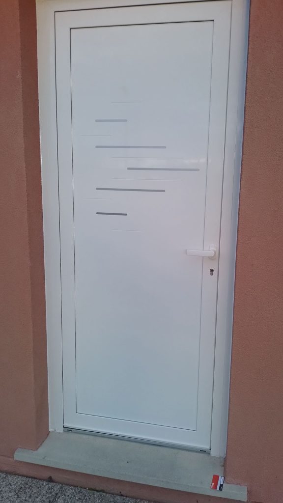 Porte d'entrée pleine en aluminium - Blanc